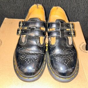 BLACK LEATHER MARY JANE SHOES